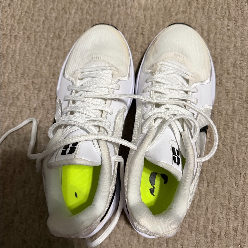Nike White Basketball Sneakers with Neon Yellow Interior